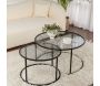 Ensemble de 2 tables gigognes rondes en métal et verre Auruma - HANAH HOME