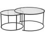 Ensemble de 2 tables gigognes rondes en métal et verre Auruma