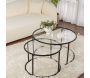 Ensemble de 2 tables gigognes rondes en métal et verre Auruma - HANAH HOME