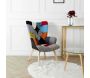 Fauteuil assise en tissu patchwork Helsinki - THE HOME DECO FACTORY