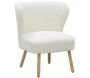 Fauteuil bois et bouclettes blanc