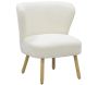 Fauteuil bois et bouclettes blanc