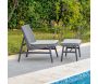 Fauteuil chilienne avec repose pieds en aluminium et résine tressée Paul - 