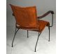 Fauteuil en cuir de buffle, métal et bois verni - AUB-4241