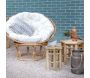 Fauteuil papasan en rotin avec coussin écru - 6