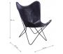 Fauteuil papillon en métal et cuir de buffle noir - AUBRY GASPARD
