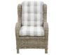 Fauteuil en poellet gris + coussin rayé - AUBRY GASPARD