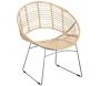 Fauteuil rond en métal et rotin naturel
