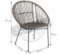 Fauteuil rond en rotin gris et métal - AUB-2097