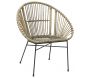 Fauteuil rond en rotin gris et métal