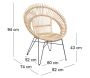 Fauteuil soleil en rotin naturel et métal - AUB-2286