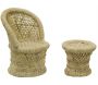 Fauteuil et tabouret pour enfant en roseau (Lot de 2)