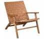 Fauteuil en teck et cuir de vache camel Munduk