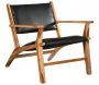Fauteuil en teck et cuir de vache noir Makassar