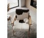 Fauteuil teck avec peau de chèvre noire - 8