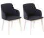 Fauteuil en tissu et hévéa Manie (Lot de 2)