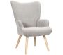 Fauteuil en tissu bouclette et bois Rhea