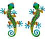 Gecko décoratif en métal et verre multicolore Feuilles