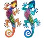 Gecko décoratif en métal et verre avec points colorés (Lot de 2)