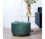 Grand pouf rond en velours et bois - LEITMOTIV