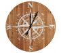 Horloge boussole en bois