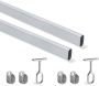 Kit tube de penderie 30 x 15 mm aluminium 115 cm