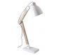 Lampe de bureau en métal blanc et bois