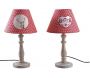 Lampe à poser en bois et coton rouge (Lot de 2)