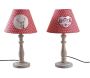 Lampe à poser en bois et coton rouge
