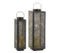 Lanternes en métal laqué noir carrée motif feuilles (Lot de 2) - 5