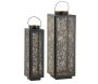 Lanternes en métal laqué noir carrée motif feuilles (Lot de 2) - 99,90