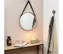 Miroir rond avec anse en PU Barber - THE HOME DECO FACTORY