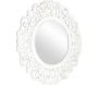 Miroir rond en bois sculpté blanc 60 cm