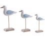 Mouettes en bois peint sur pieds (Lot de 3)