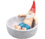 Nain de jardin dans bain d'oiseau en résine