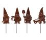 Nains de jardin en métal rouillé sur pic (Lot de 4)