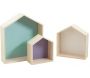 Niches murales maisonnettes colorées (Lot de 3)
