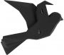 Oiseau fixation murale en résine noir mat origami - PRE-0825