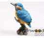 Oiseau martin pêcheur sur tronc en résine - IMH-0181