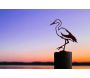 Oiseau sur pique cigogne blanche en acier corten - METALBIRD