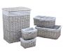 Panier à linge avec corbeilles en éclisse grise (Lot de 5)
