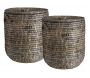 Panier à linge rond en jonc (Lot de 2)