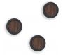 Patère ronde noyer et caoutchouc Hub (Lot de 3) - UMB-0513