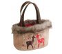 Petit sac de Noël en jute motif cerf