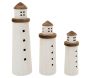 Phares en bois naturel et blanc (lot de 3)