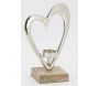 Photophore coeur en aluminium et bois de manguier - AUB-5200