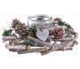 Photophore couronne de Noël en bois et verre