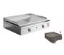Plancha en inox lisse et rainurée avec housse Chef 55 cm