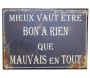 Plaque en métal humour 21 x 15 cm