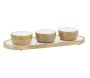 Plateau + 3 bols en manguier et résine blancs
